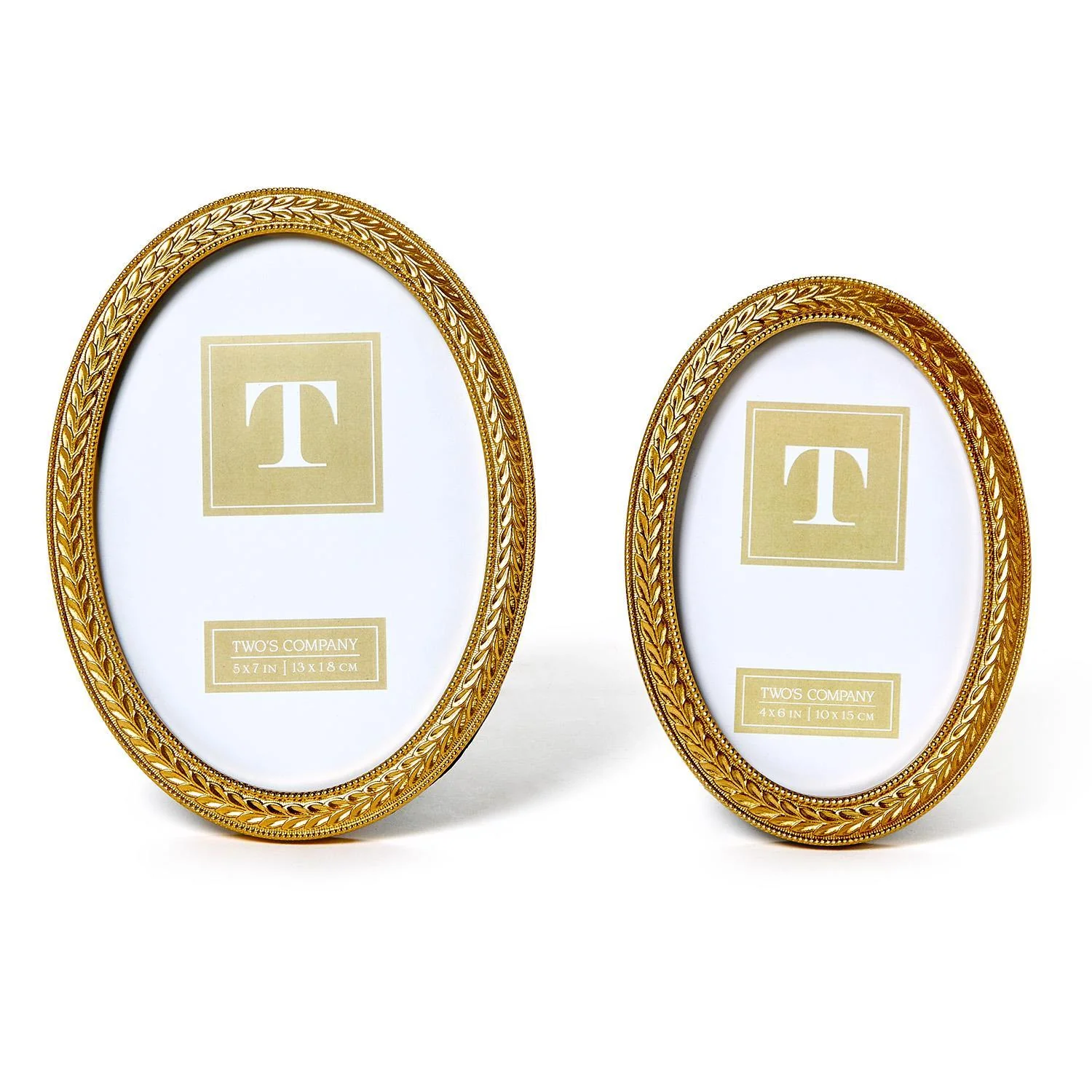 Set Of 2 Laurel Wreath Gold Oval Photo Frame - Image 4