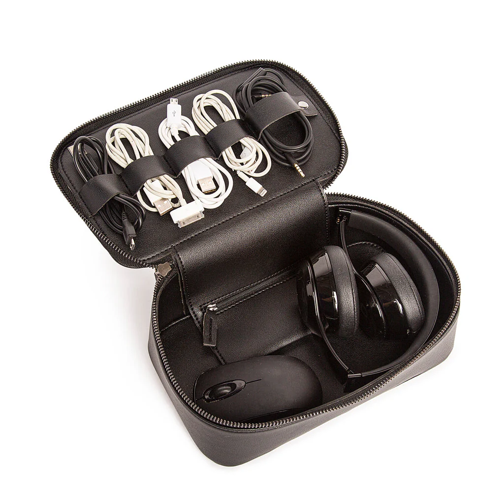 Tech Dopp Kit Leather Travel Set Case - Image 3