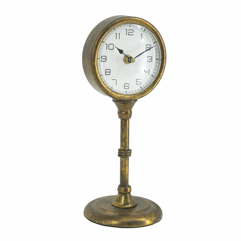 Vintage Inspired Gold Iron Table Clock - Image 3