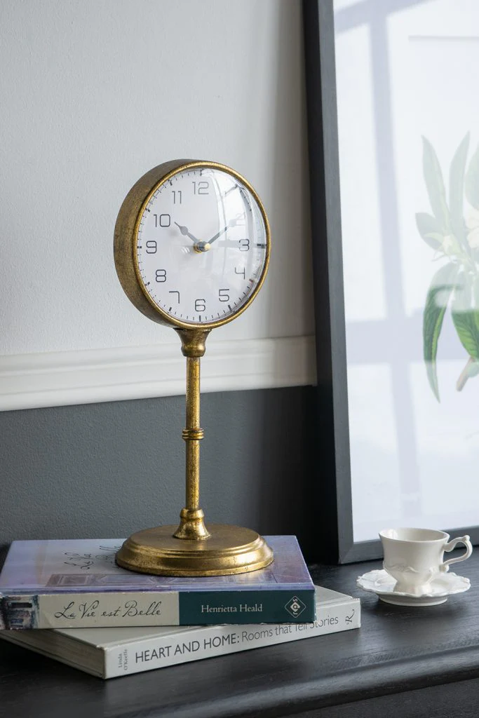 Vintage Inspired Gold Iron Table Clock - Image 5